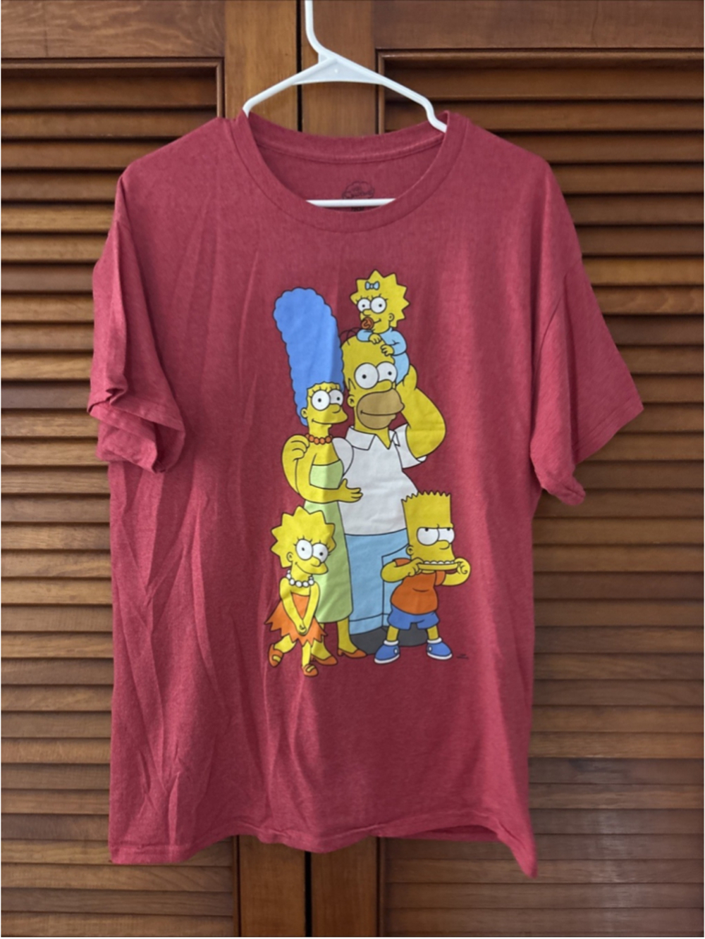 The Simpsons Shirt Red Bart Homer Marge Cartoon Graphic Tee Adult Large